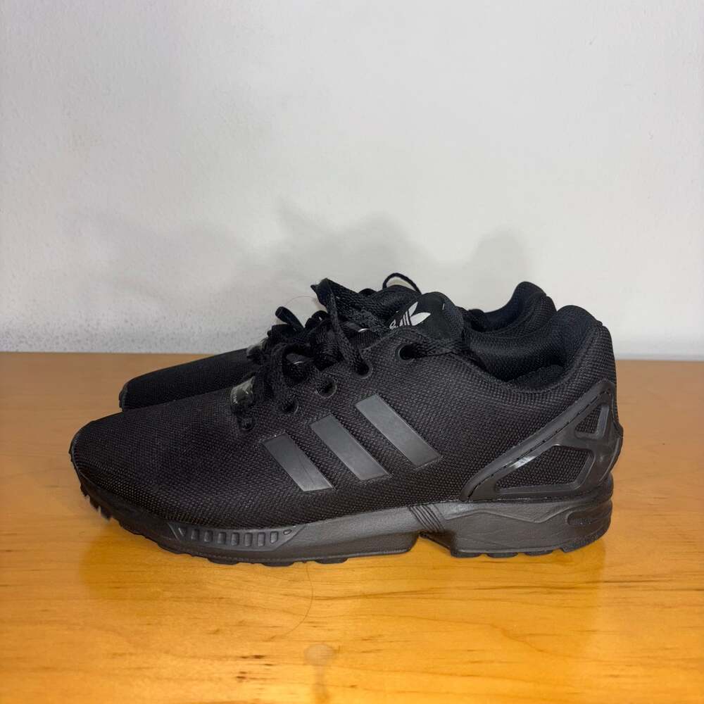 Adidas Originals ZX Flux PK Triple Black Mens Primeknit Running Sneakers Sz 3.5